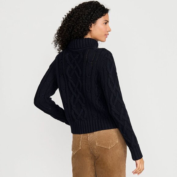 Women’s 3D Cable Knit Chunky Black Turtleneck Fisherman Wool Sweater Sz XL - Picture 4 of 12